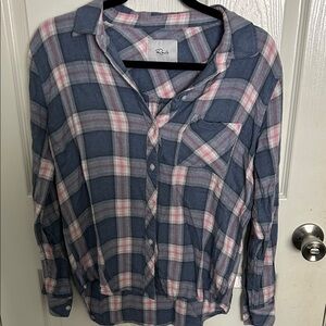 Rails Blue, Pink and White Plaid Button-Down Shirt